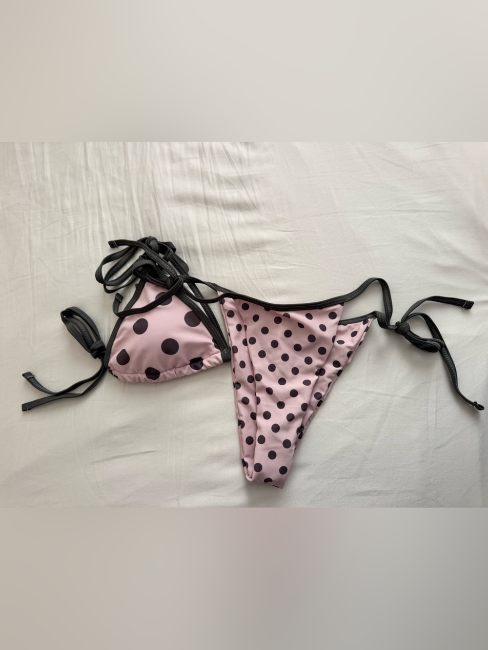 pink polkadot bikini set